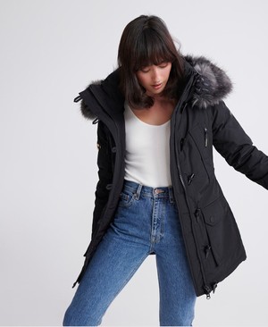 Superdry Premium Down Classics Alps Toggle Parka Női Kabát Fekete | BAGZP1025